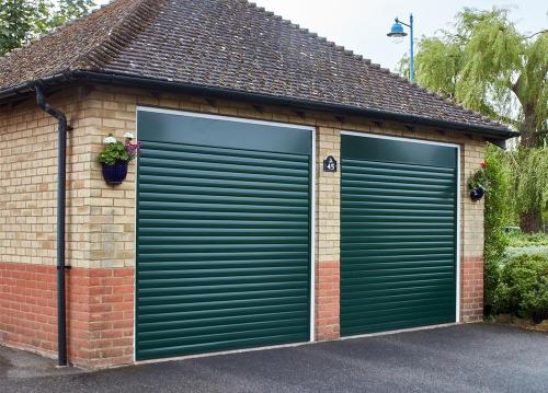 two fir green grp roller garage doors Sayer3959